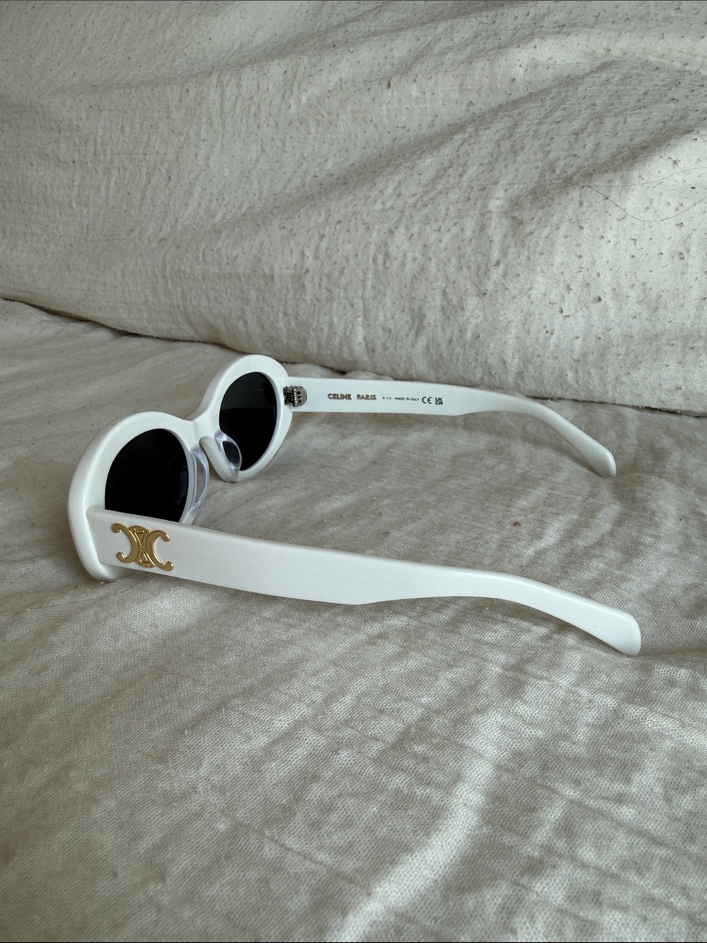 Celine White Oval Sunglasses with Black Lenses - Picture 2 of 5